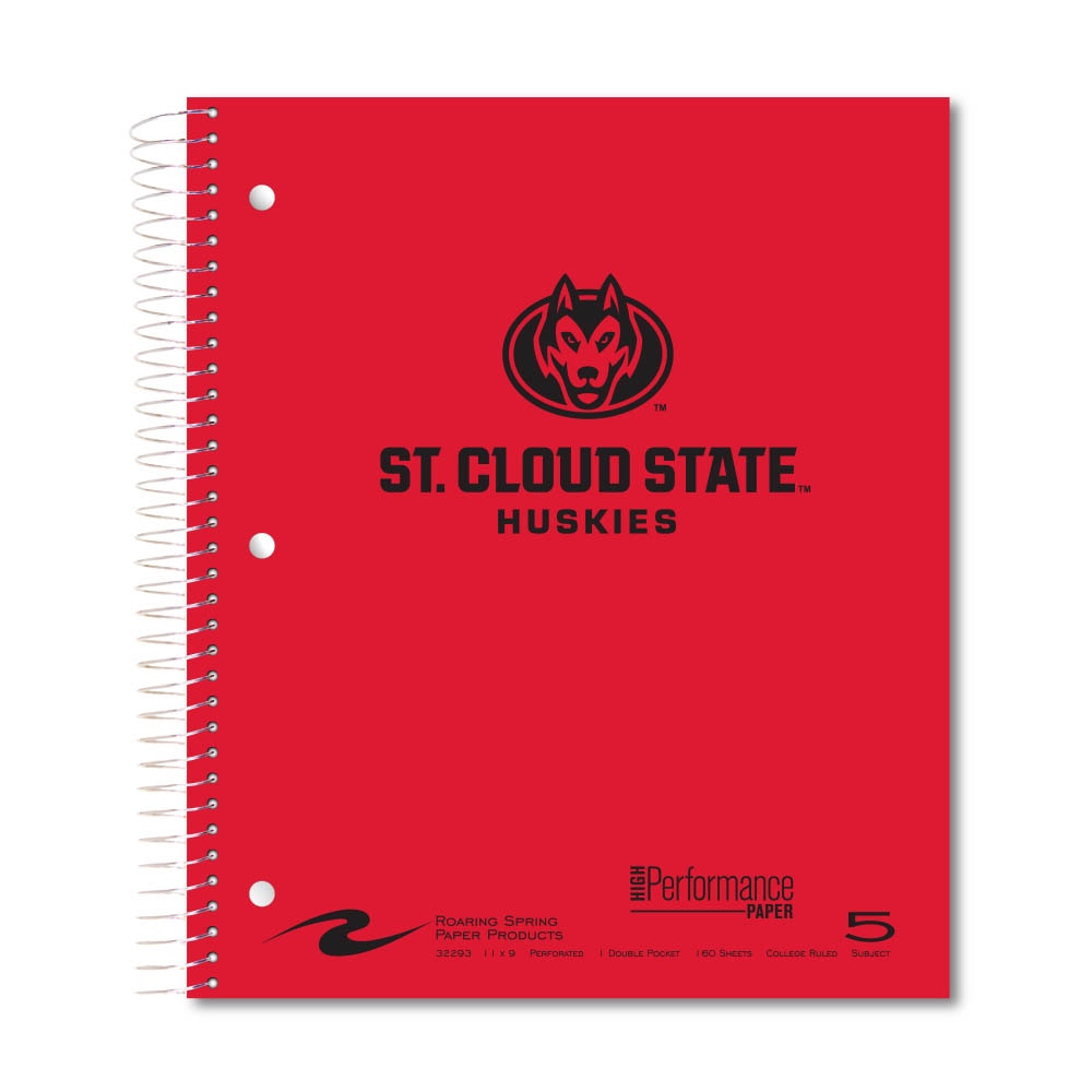 Roaring Premium 5 Subject Notebook, 8.5x11 College Ruled 20lb Paper, Pressboard Foil Cover
