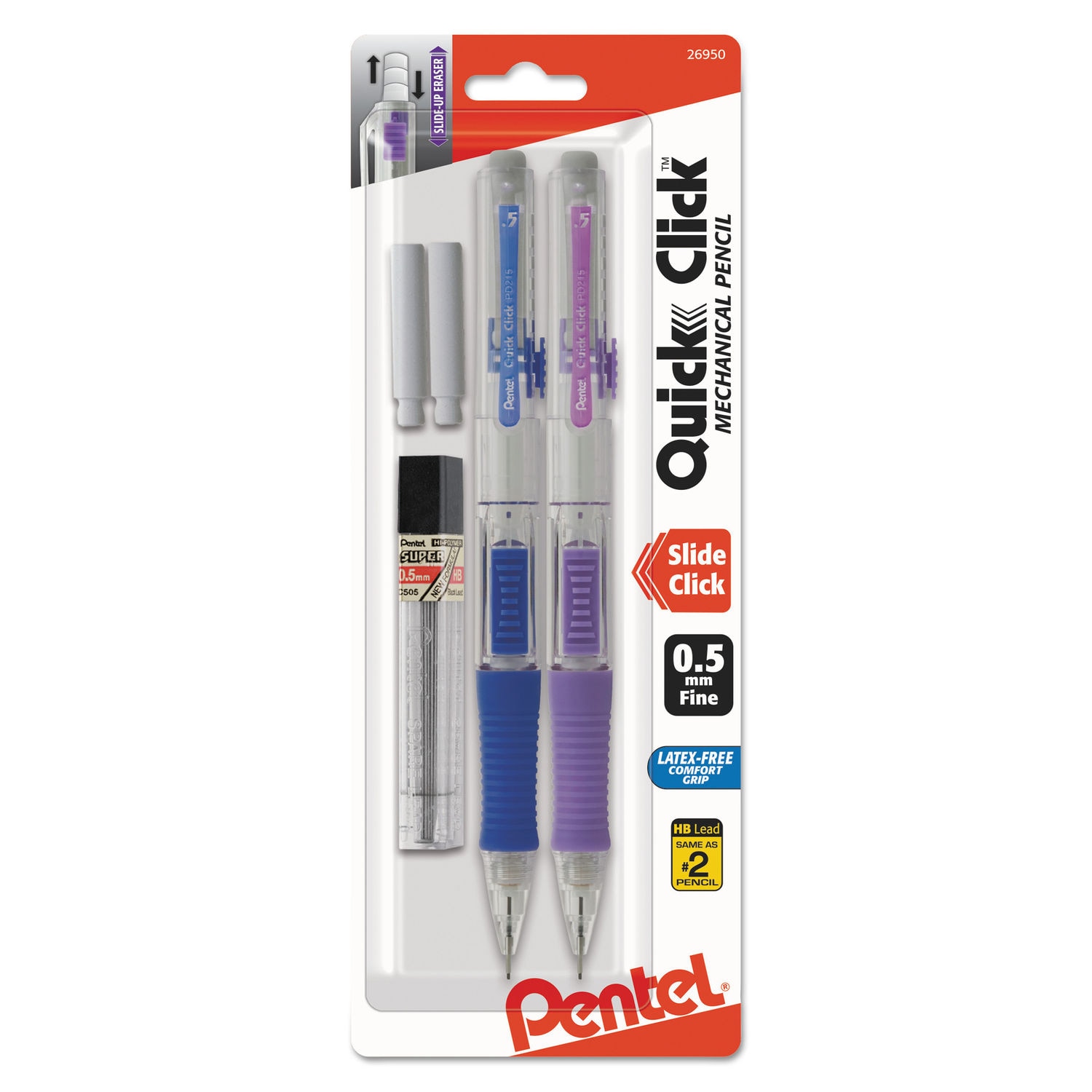 Pentel Quick Click Mechanical Pencil 0.5mm 2Pack