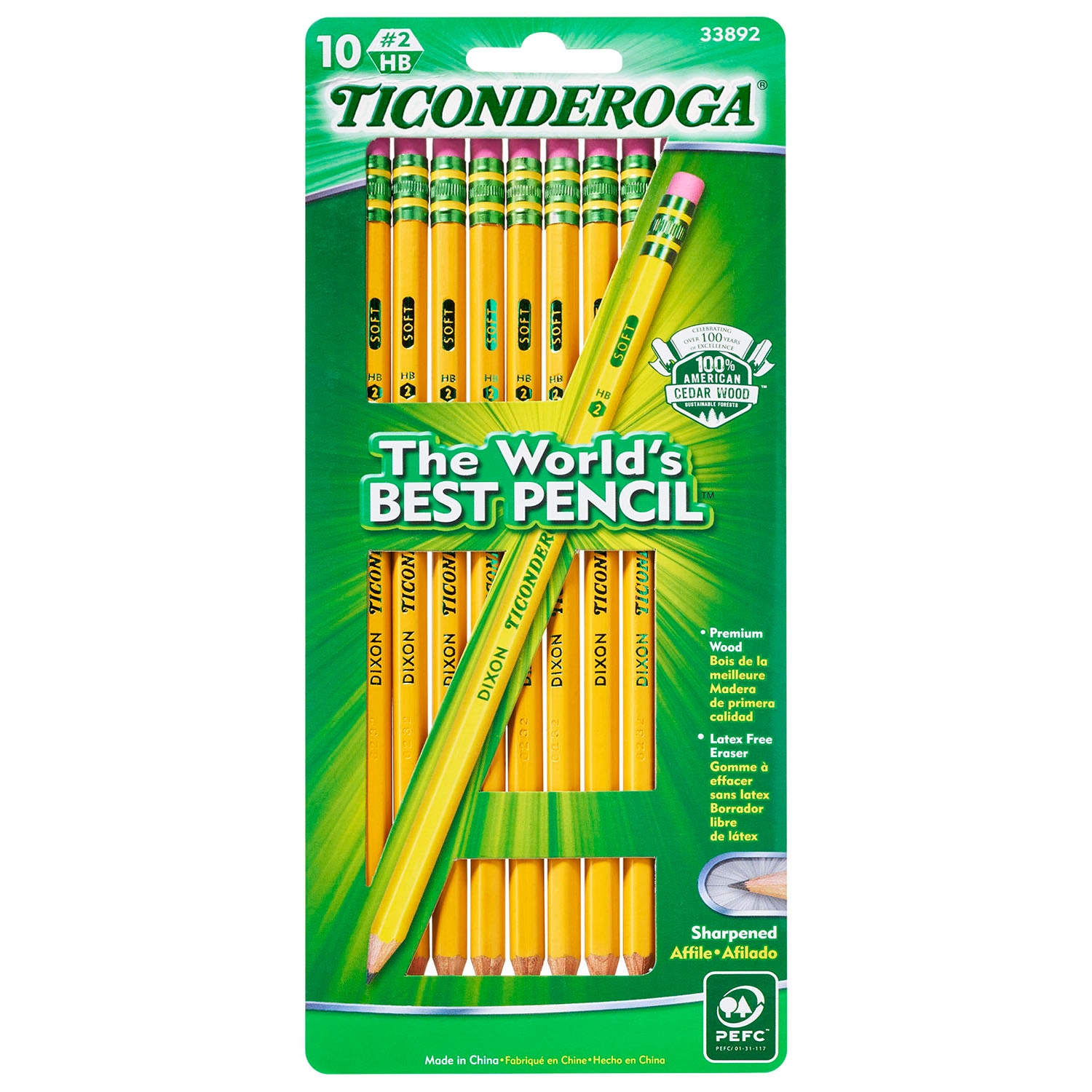 Dixon Ticonderoga #2 HB Soft Sharpened Pencils 10Pack