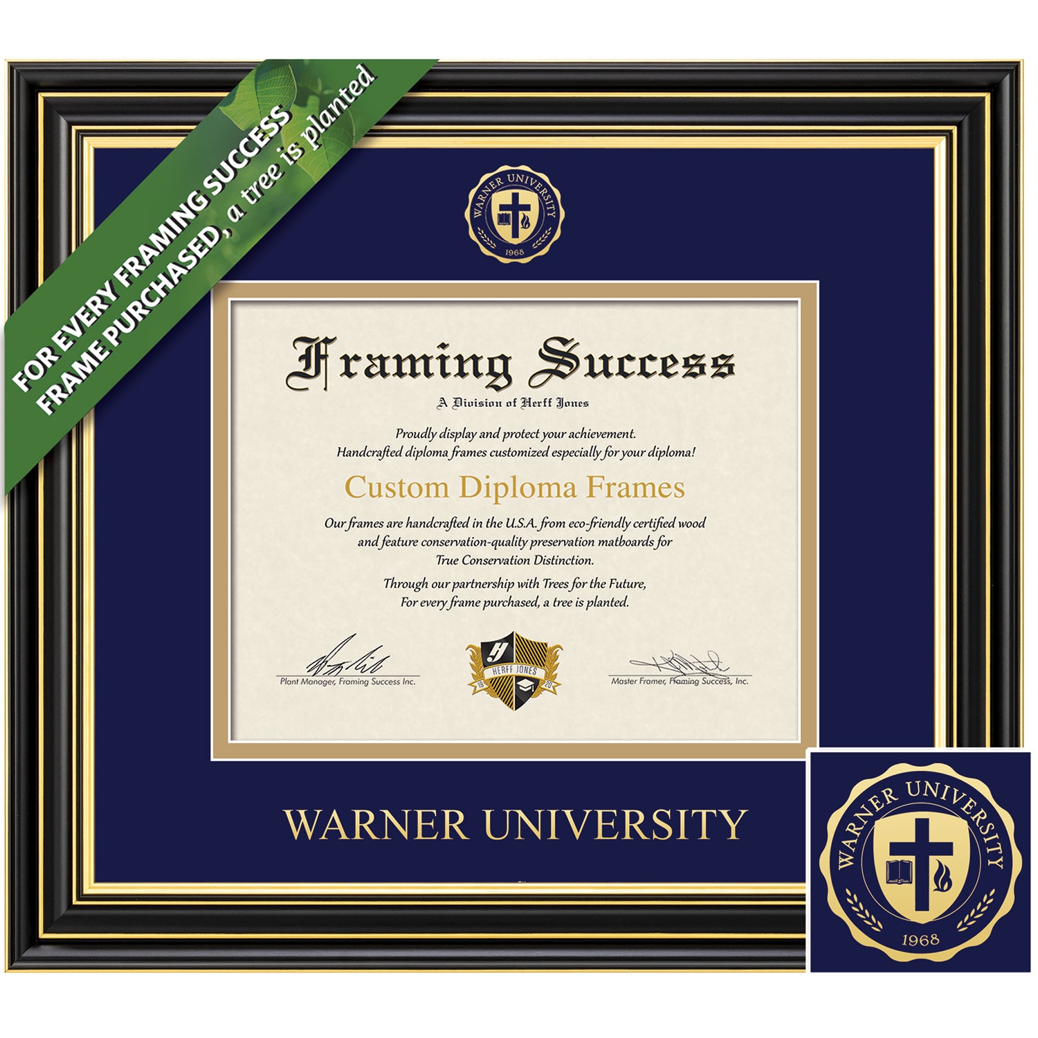 Framing Success 8.5 x 11 Prestige Gold Embossed School Seal Bachelors Diploma Frame