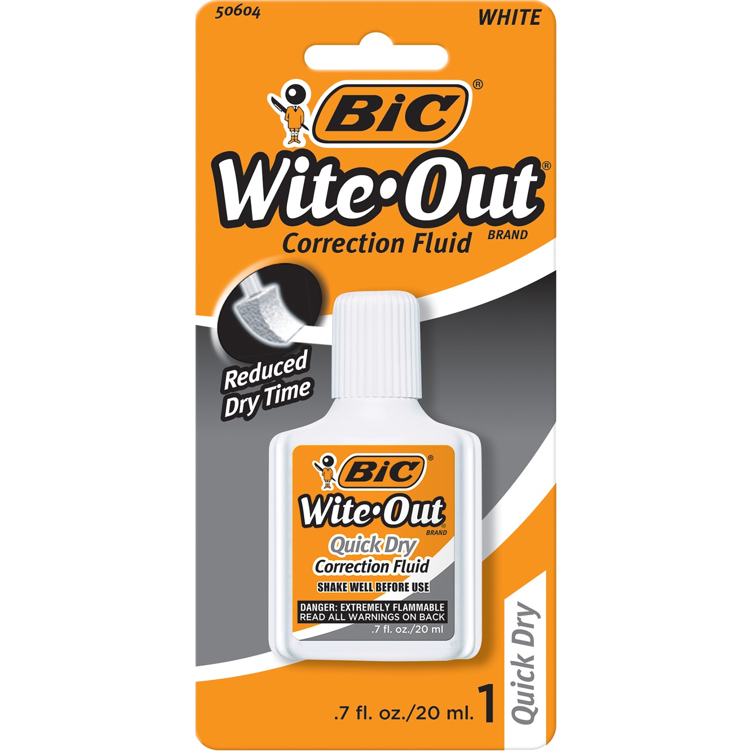 BIC QuickDry WiteOut Correction Fluid with Foam Brush