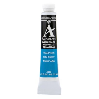 Grumbacher Academy Watercolor, 7.5ml Tube, Thalo Blue