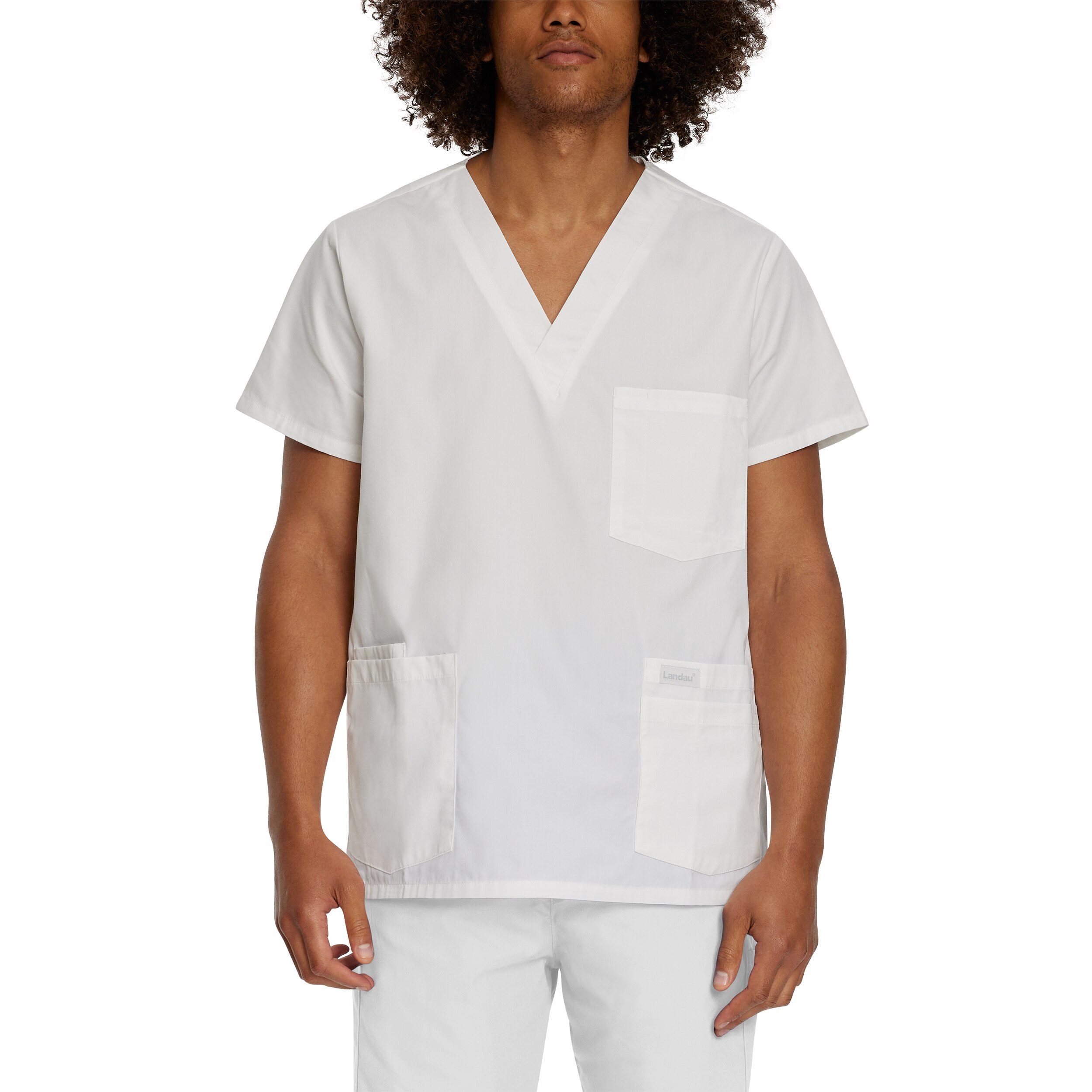 Landau Essentials Men's 5-Pocket V-Neck Scrub Top