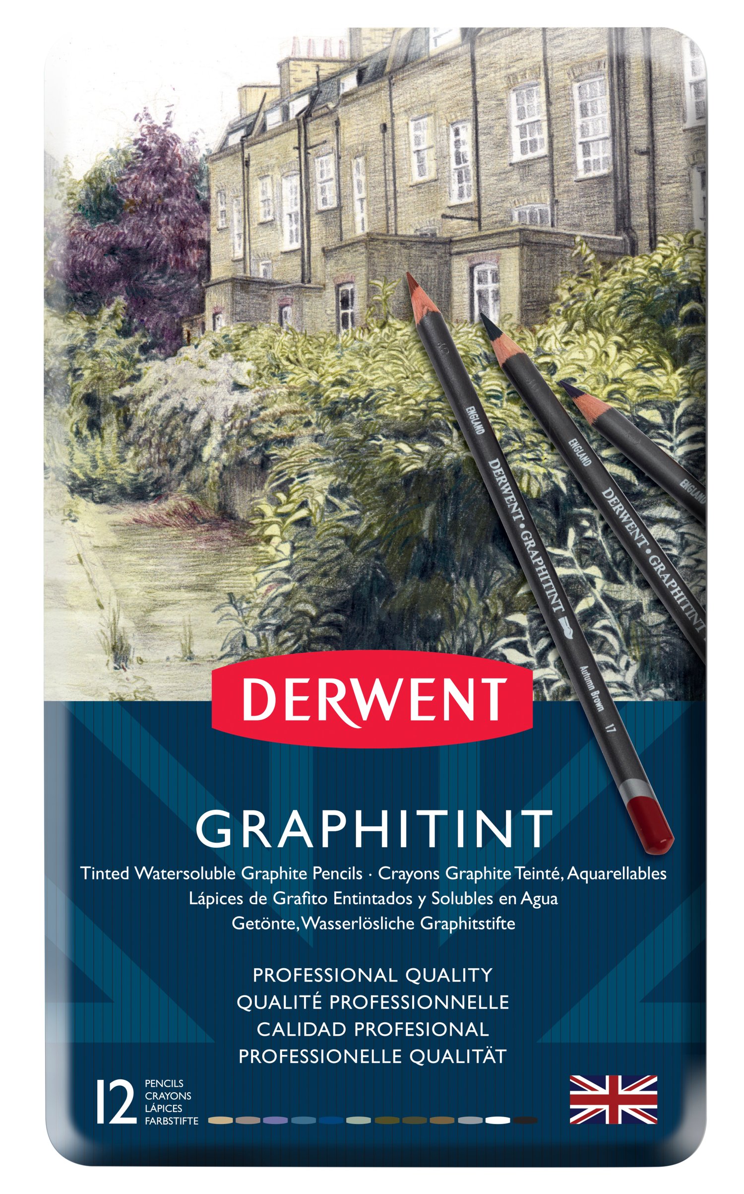 Derwent Graphitint Pencil 12-Pencil Tin Set