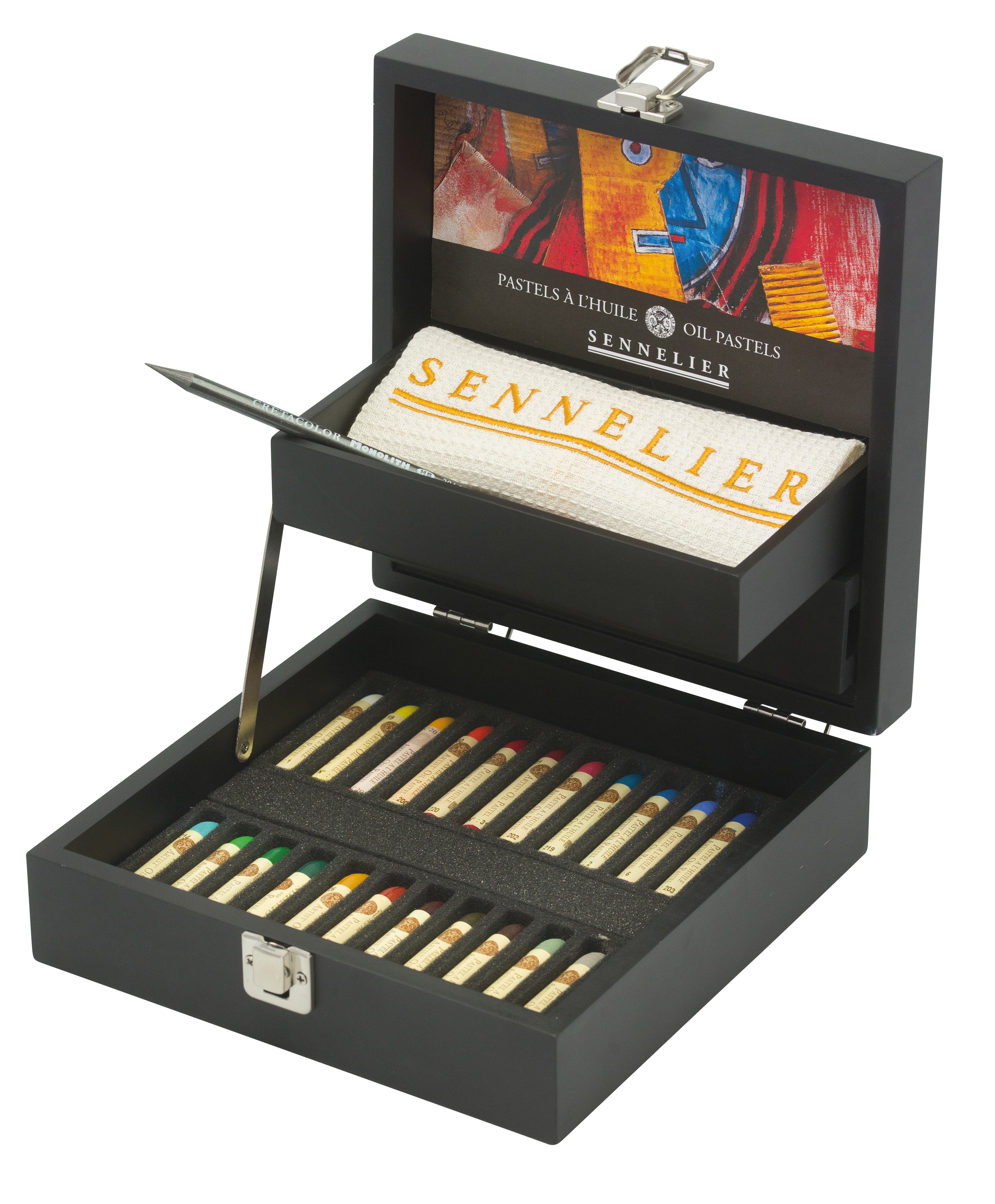 OIL PSTL BLK WOOD BOX SET/24