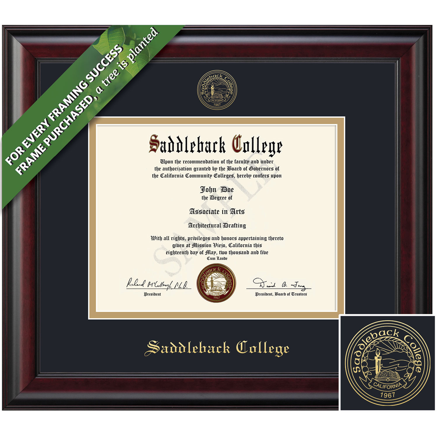 Framing Success 7 x 9 Classic Gold Embossed School Seal Associates Diploma Frame