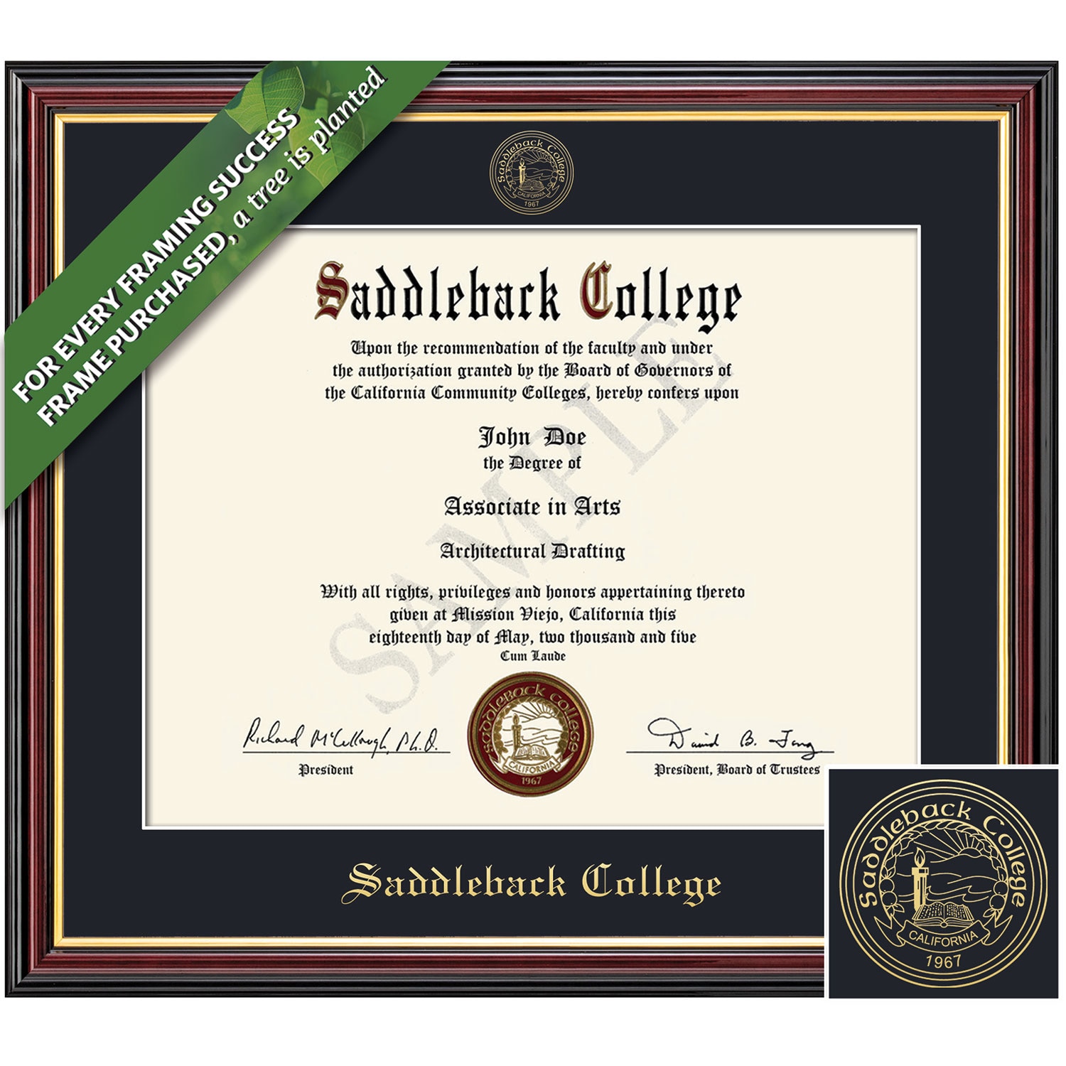 Framing Success 7 x 9 Academic Gold Embossed School Seal Associates Diploma Frame