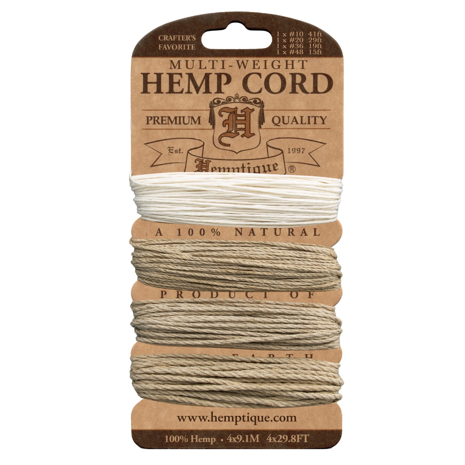 Hemptique Hemp Cord Set, Multi-Weight Natural Hemp