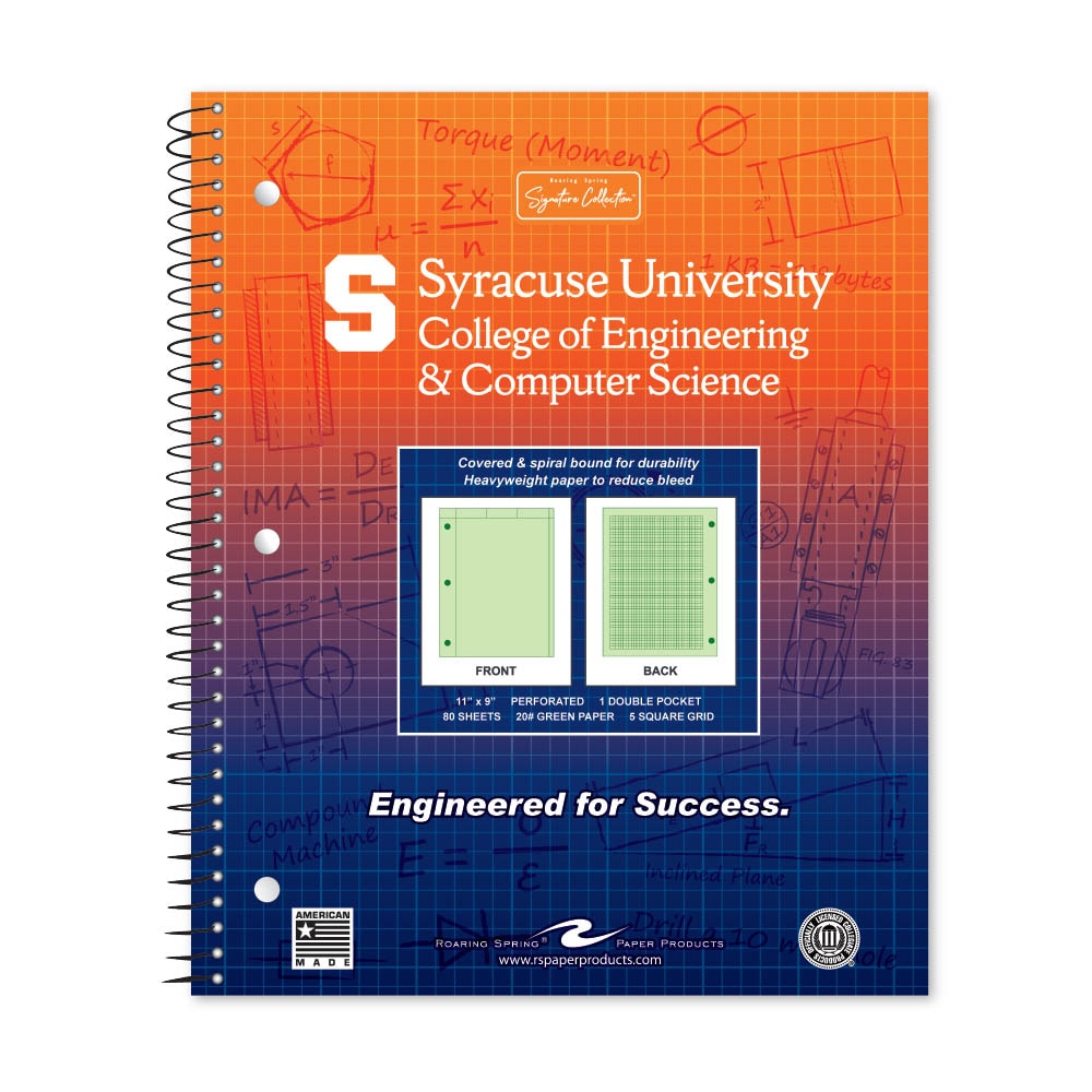 School Spirit Engineering Notebook, Green Tint 20# Paper with 1 Double Pocket