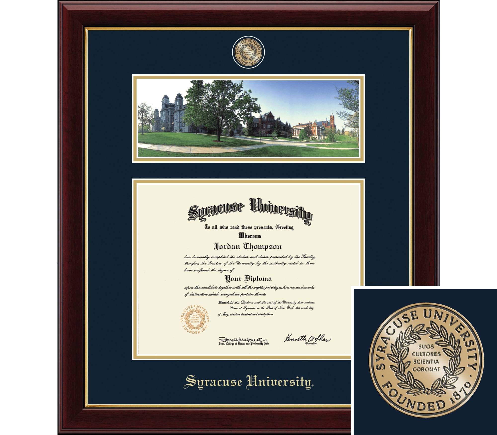 Church Hill Classics Campus Scene 8.5x11 Cherry Diploma Frame