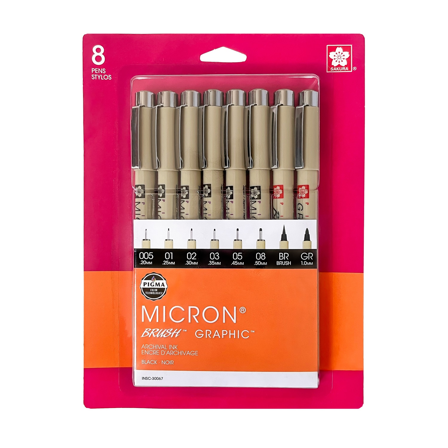 Pigma Pen 8pc Set Black