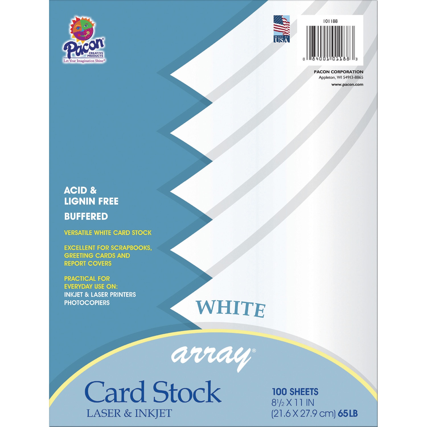 Pacon Card Stock, 100 Sheets, 8.5" x 11", White