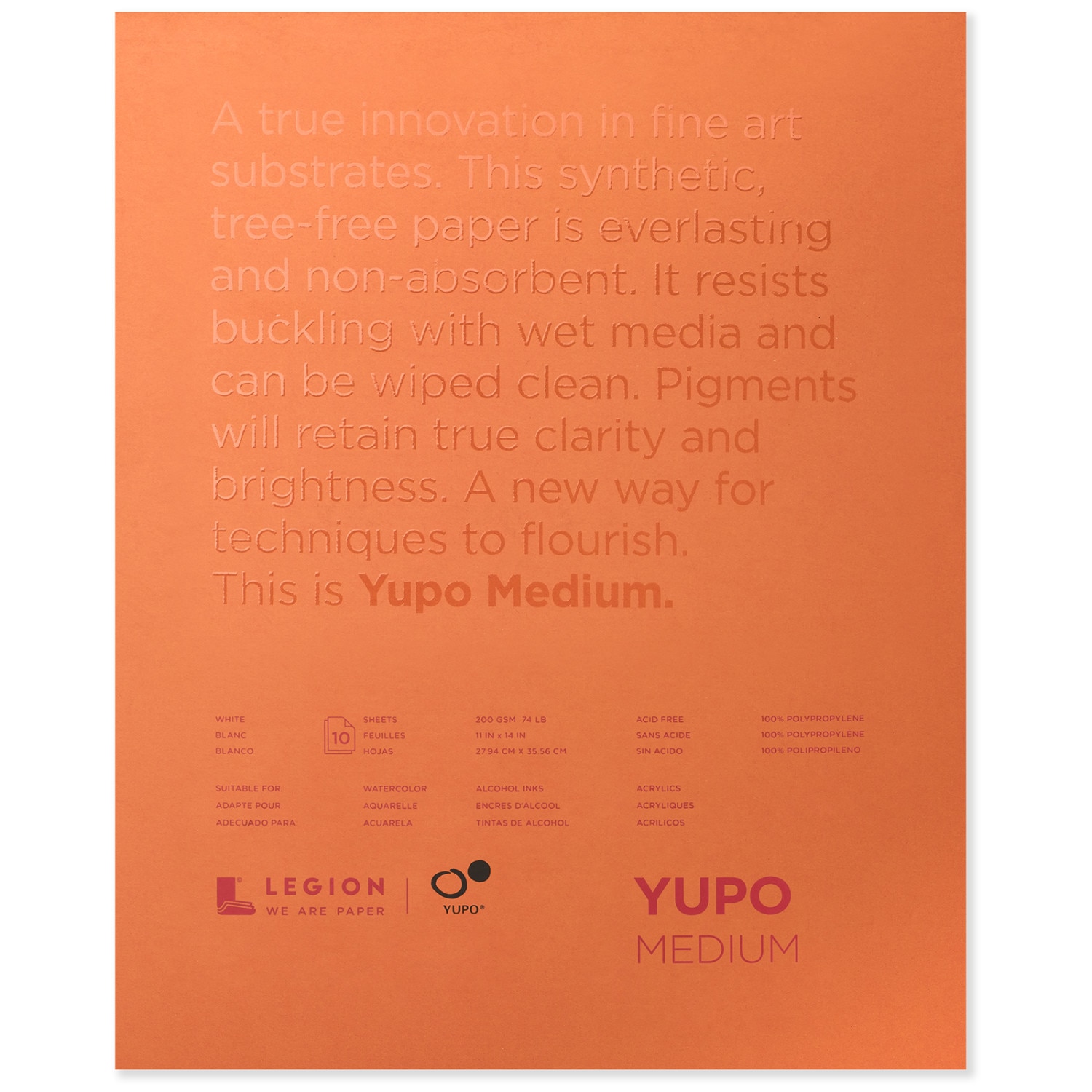 Legion Paper Yupo Medium Watercolor Pad, 11" x 14", 10 Sheets/Pad