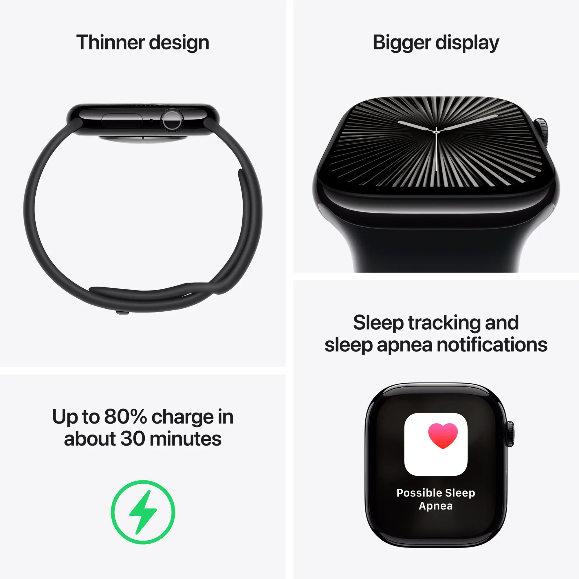 Apple Watch Series 10 GPS 42mm Jet Black Aluminum Case with Ink Sport Loop