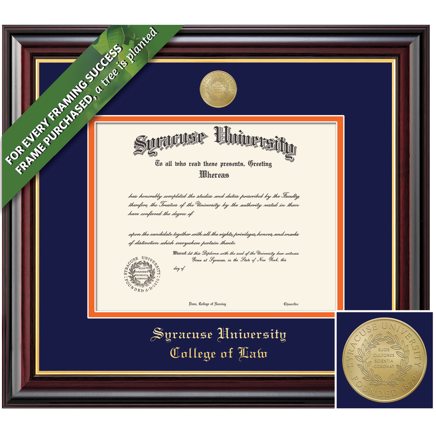 Framing Success 11 x 14 Windsor Gold Medallion Juris Doctorate Master of Laws Diploma Frame