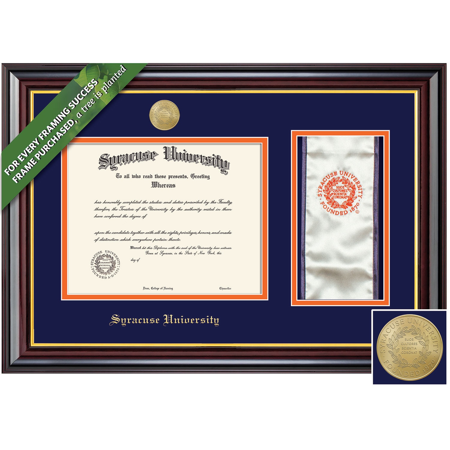 Framing Success 8.5 x 11 Windsor Gold Medallion Bachelors Masters DiplomaStole Frame