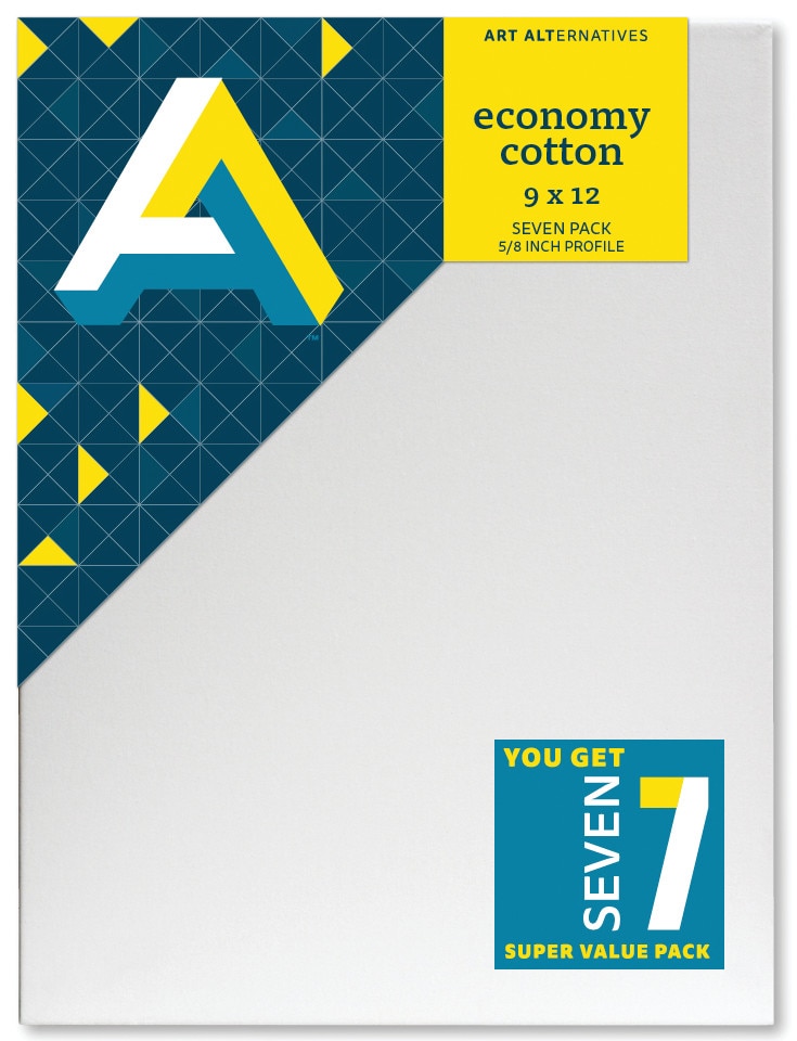 Art Alternatives Economy Cotton Stretched Canvas, 9" x 12", 7/Pkg.