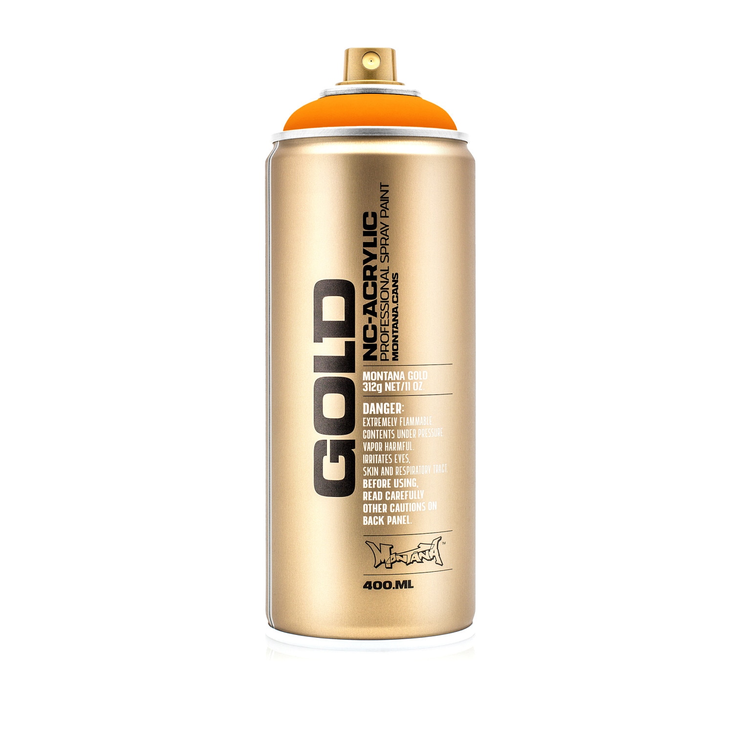 Montana Cans GOLD Spray Paint, 400ml, Fluorescent, Power Orange