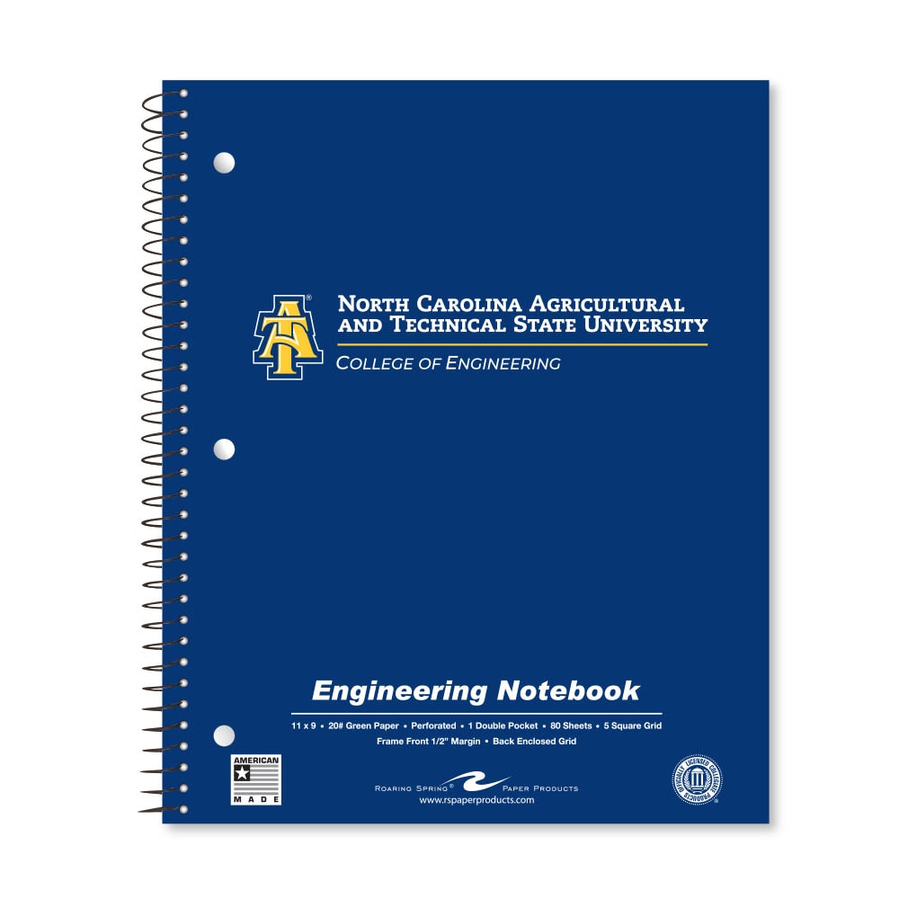 School Spirit Engineering Notebook, Green Tint 20# Paper with 1 Double Pocket