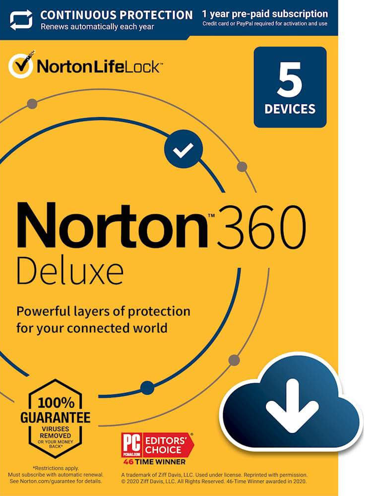 NORTON 360 DELUXE 12 Month Subscription - 5 Devices