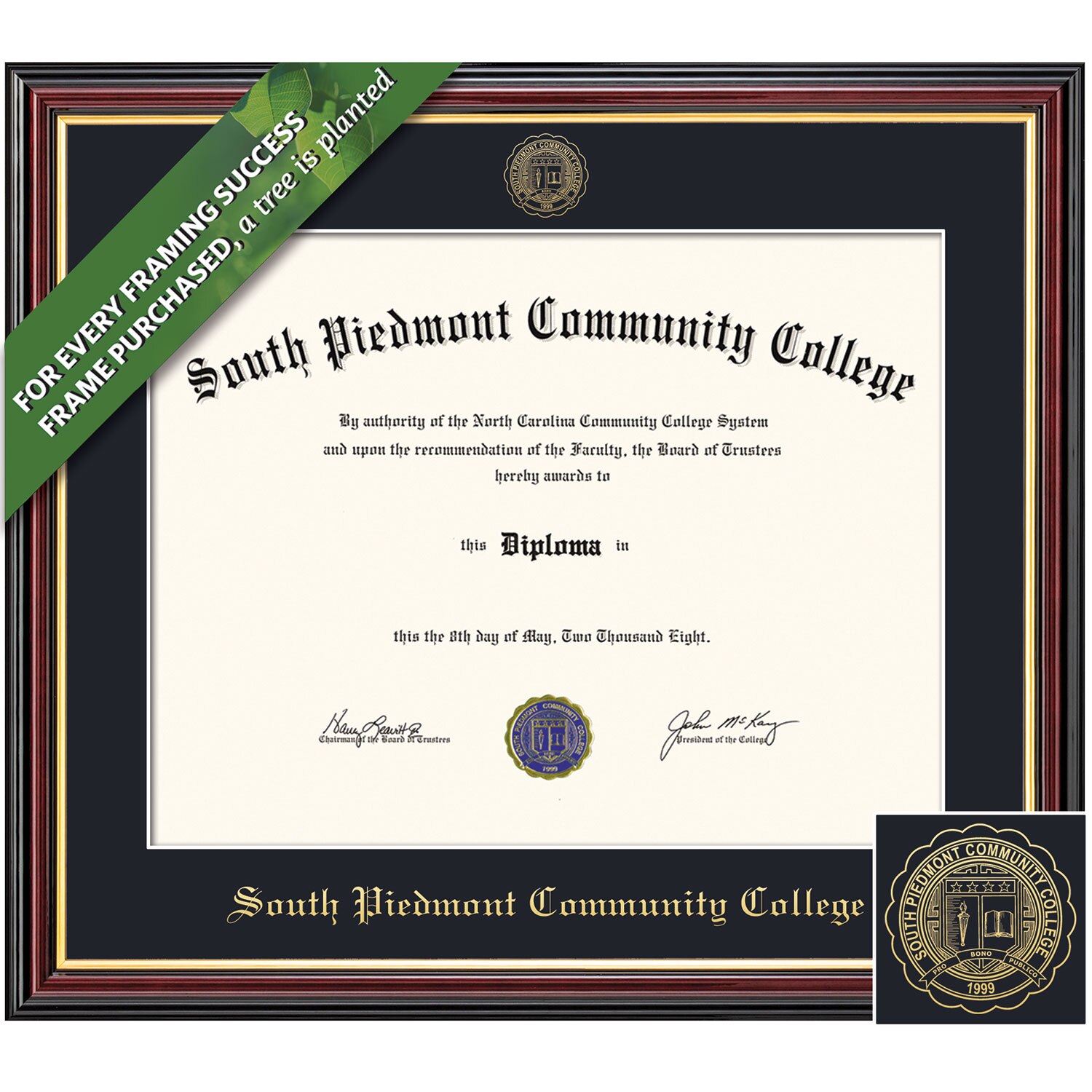 Framing Success 8.5 x 11 Academic Gold Embossed School Seal Associates Diploma Frame