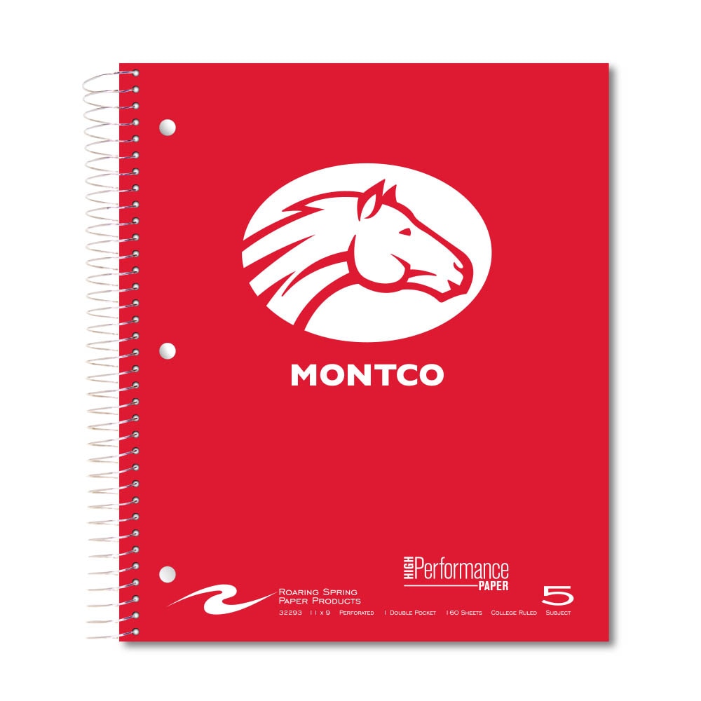 Roaring Premium 5 Subject Notebook, 8.5x11 College Ruled 20lb Paper, Pressboard Foil Cover
