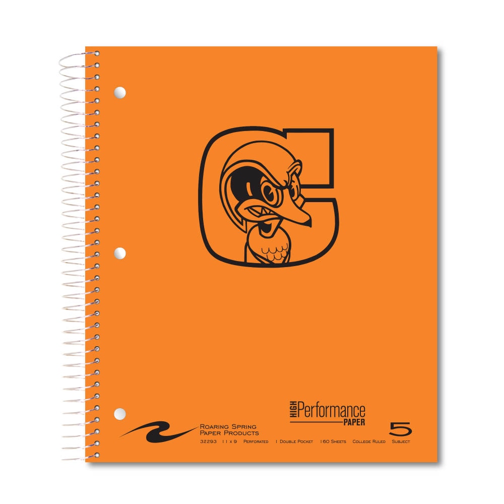 Roaring Premium 5 Subject Notebook, 8.5x11 College Ruled 20lb Paper, Pressboard Foil Cover