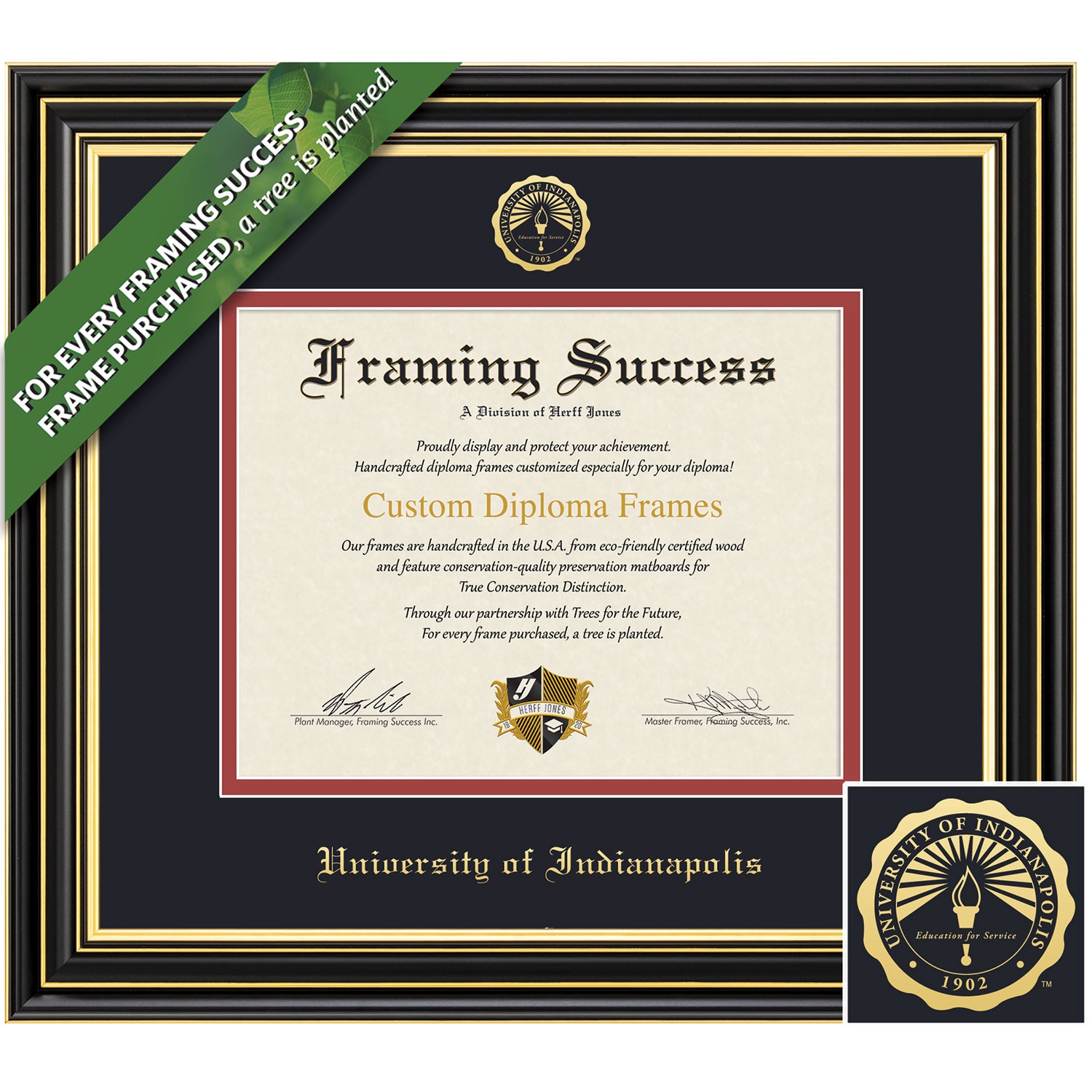 Framing Success 8.5 x 11 Prestige Gold Embossed School Seal Bachelors Masters Doctorate Diploma Frame
