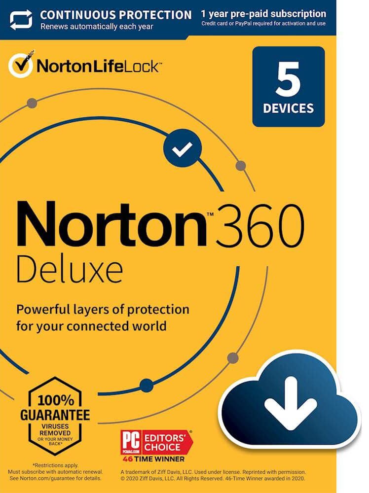 NORTON 360 DELUXE 12 Month Subscription - 5 Devices