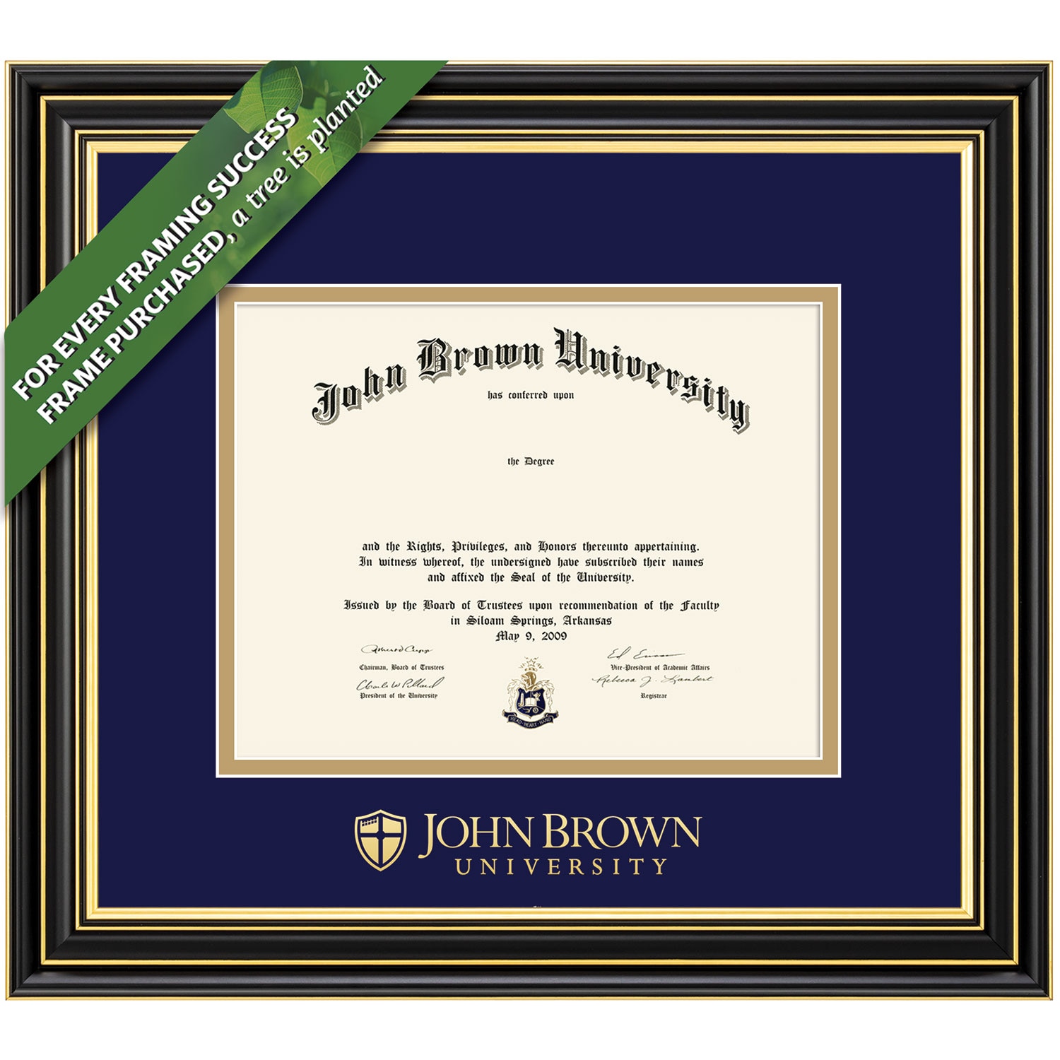 Framing Success 8.5 x 11 Prestige Gold Embossed School Name Bachelors Masters Diploma Frame