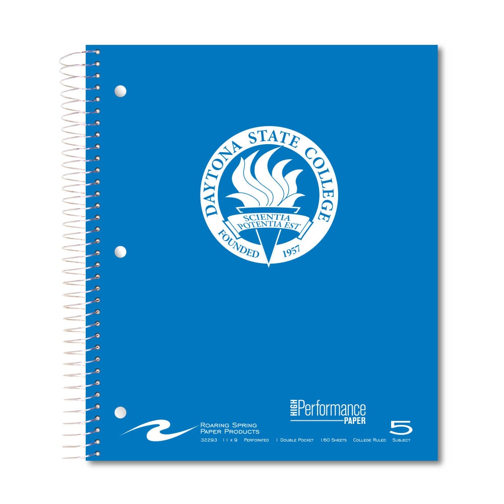 Roaring Premium 5 Subject Notebook, 8.5x11 College Ruled 20lb Paper, Pressboard Foil Cover