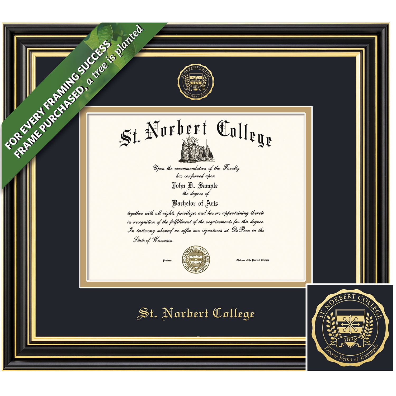 Framing Success 8.5 x 11 Prestige Gold Embossed School Seal Bachelors Masters Diploma Frame