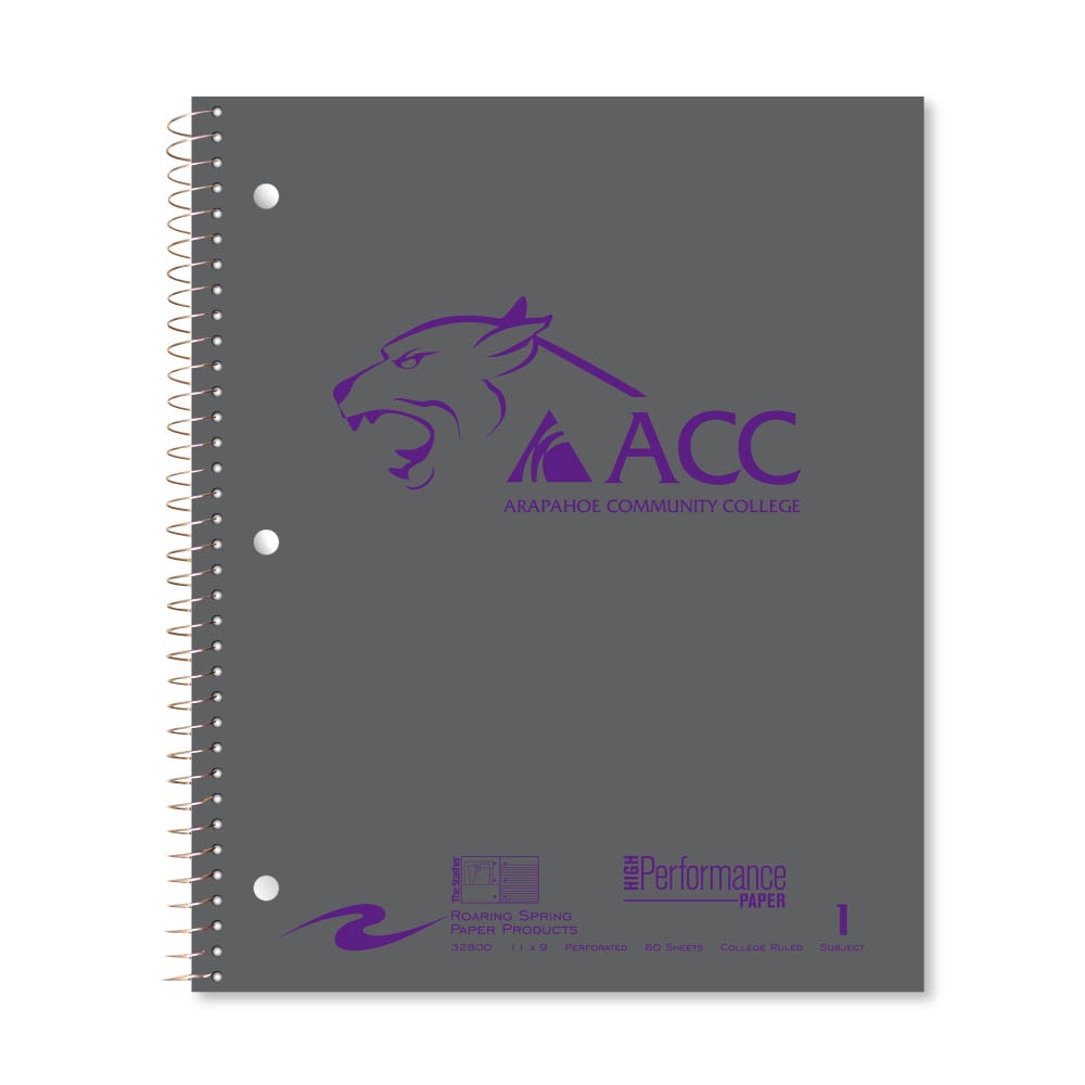 Roaring Premium 1 Subject Notebook, 8.5x11 College Ruled 20lb Paper, Pressboard Foil Cover