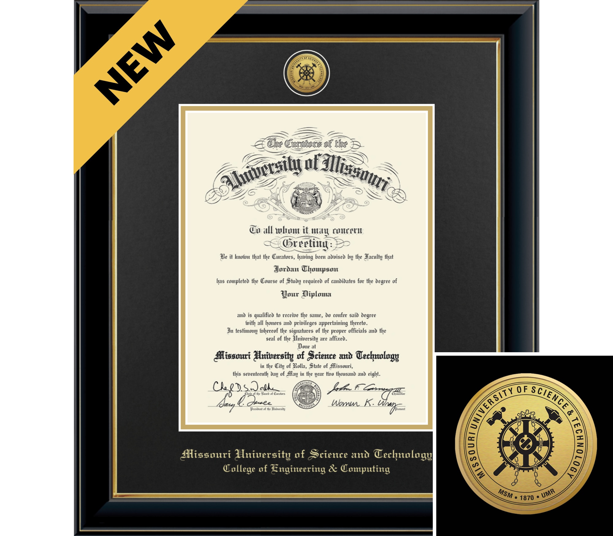 Church Hill Classics Onyx 8.5x11 Black Diploma Frame
