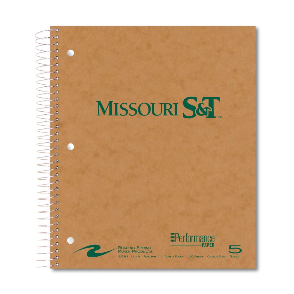 Roaring Premium 5 Subject Notebook, 8.5x11 College Ruled 20lb Paper, Pressboard Foil Cover