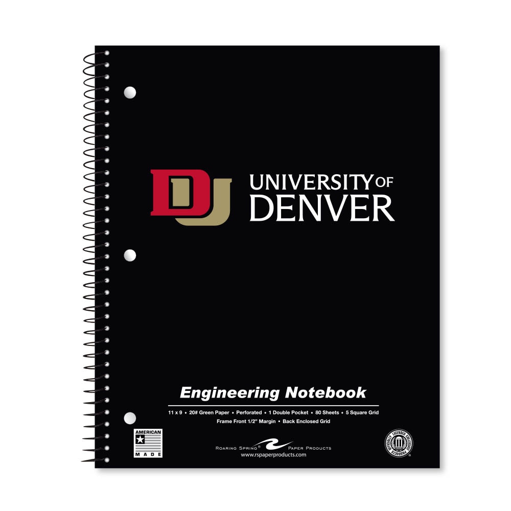 School Spirit Engineering Notebook, Green Tint 20# Paper with 1 Double Pocket