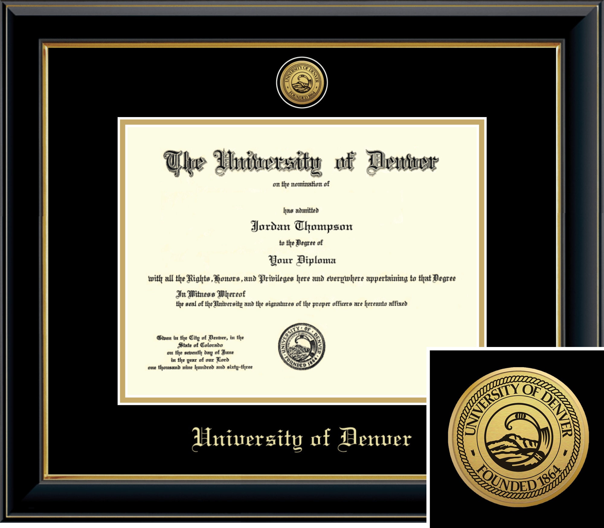 Church Hill Classics Engraved 8.5x11 Black Diploma Frame