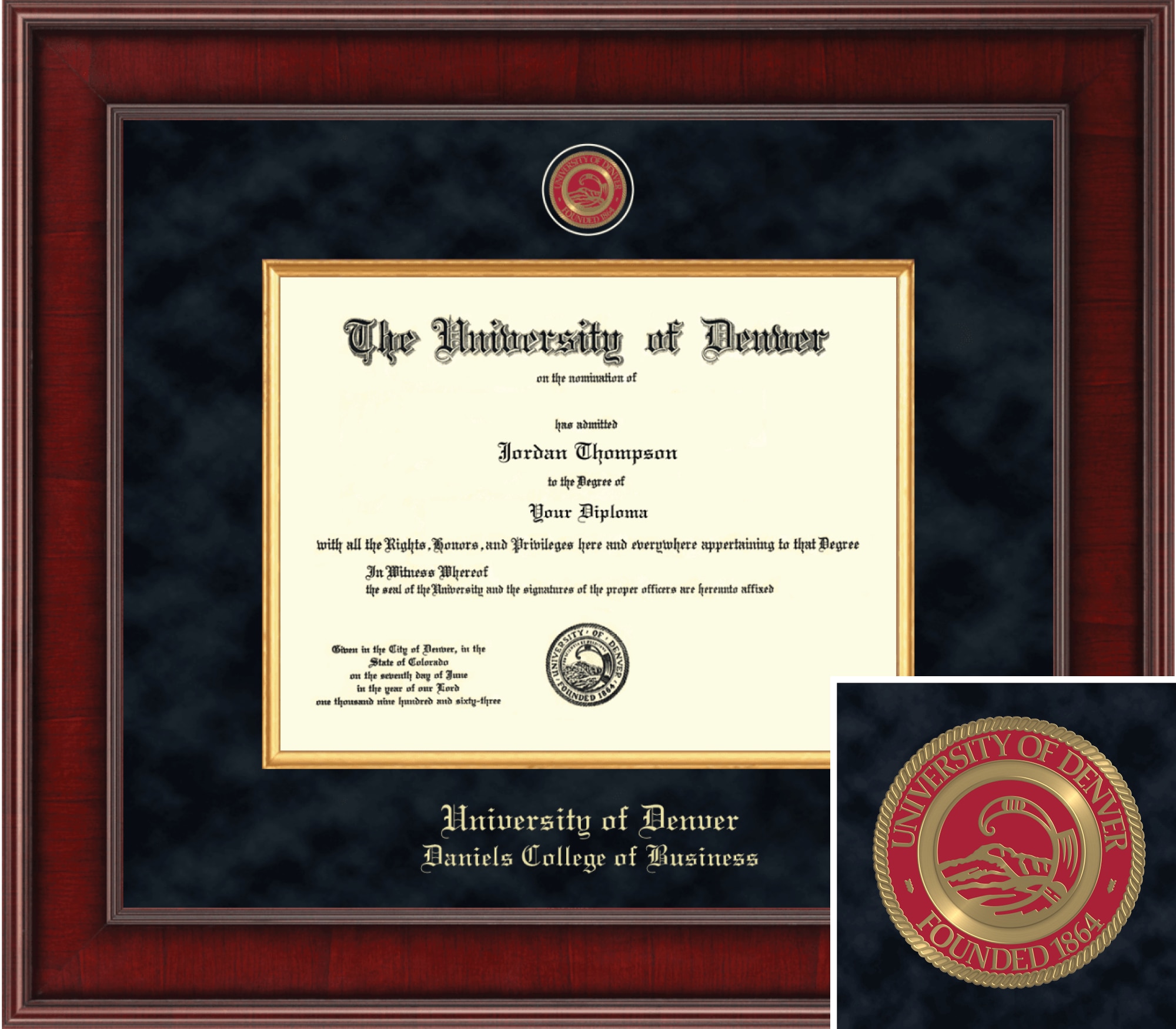 Church Hill Classics Presidential 8 5x11 Business Mahogany Diploma Frame