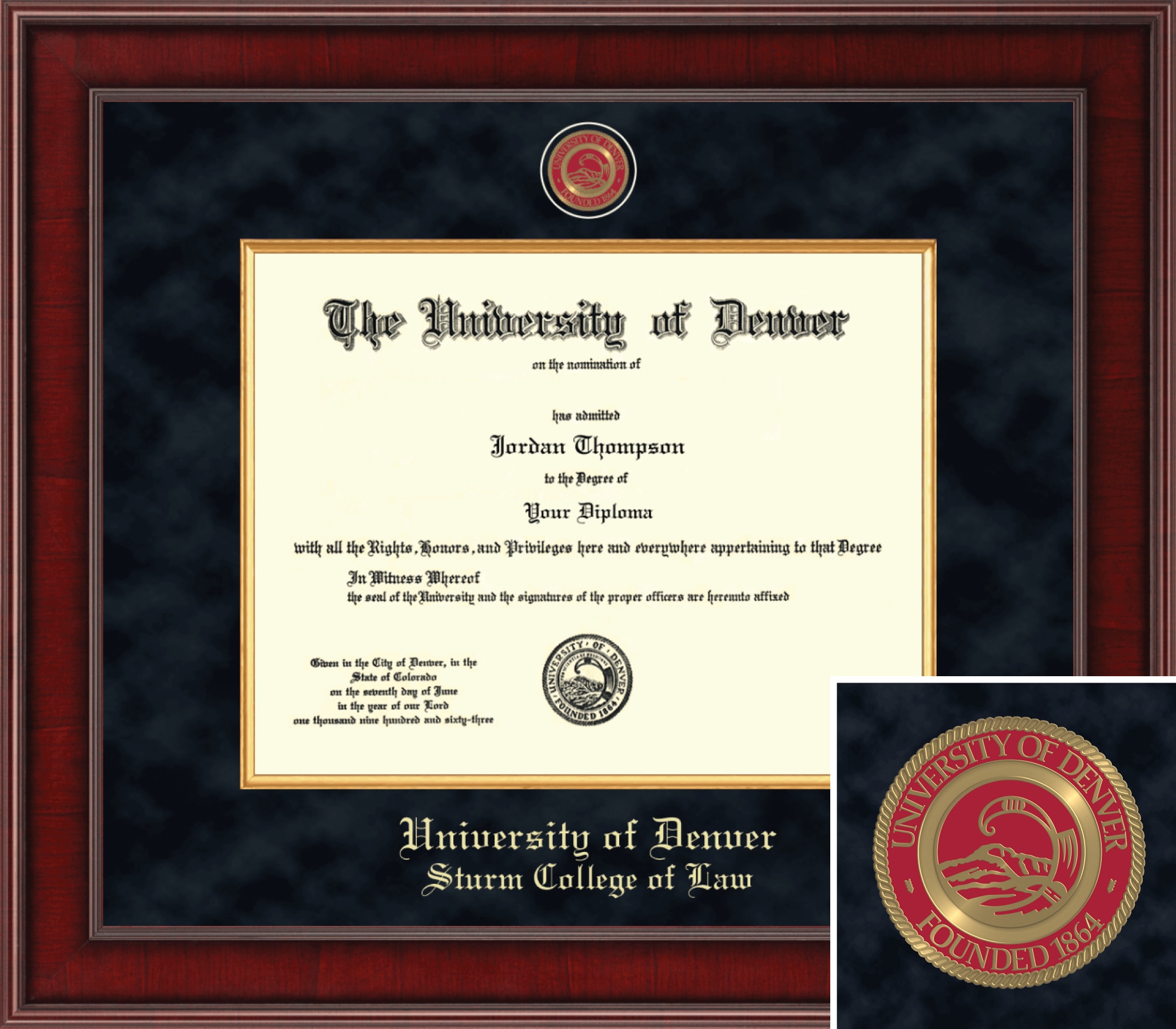 Church Hill Classics Presidential 11x14 Law Mahogony Diploma Frame