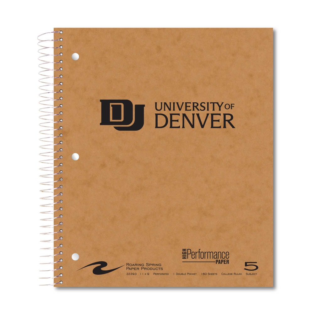 Roaring Premium 5 Subject Notebook, 8.5x11 College Ruled 20lb Paper, Pressboard Foil Cover