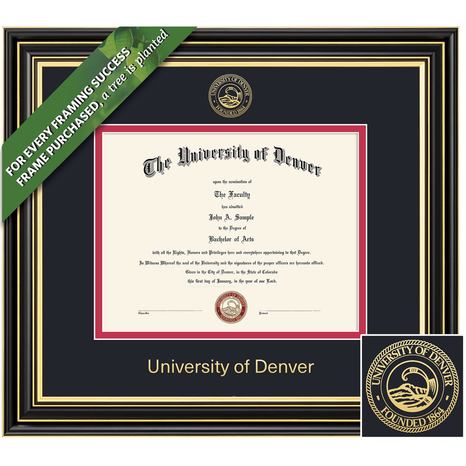 Framing Success 8.5 x 11 Prestige Gold Embossed School Seal Bachelors Masters MBA Diploma Frame
