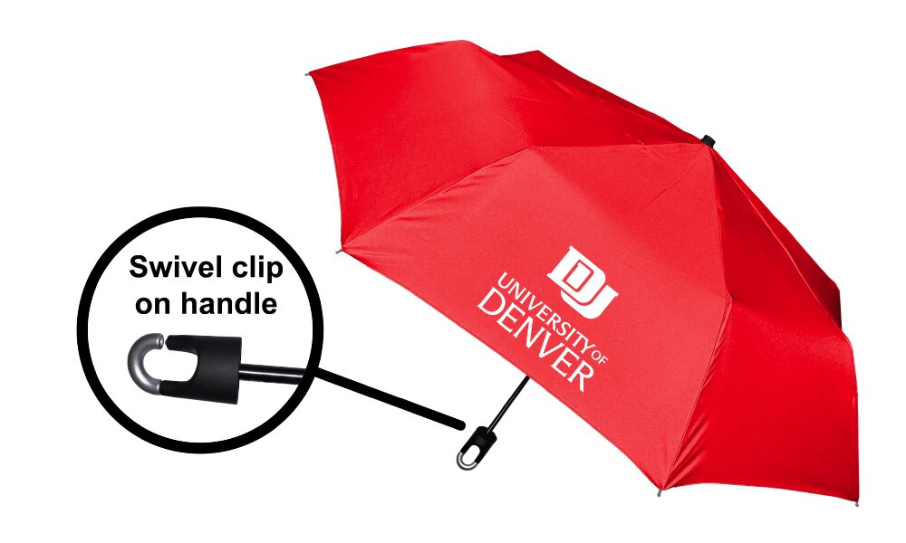 Storm Clip Mini Folding Emblematic Solid Umbrella 42" Coverage