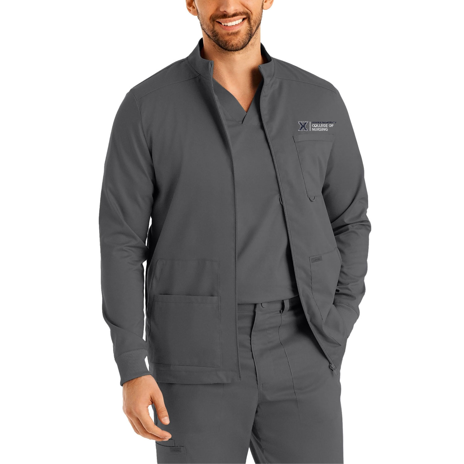 Proflex Mens Zip Front Scrub Jacket (LJ702 Logoed)