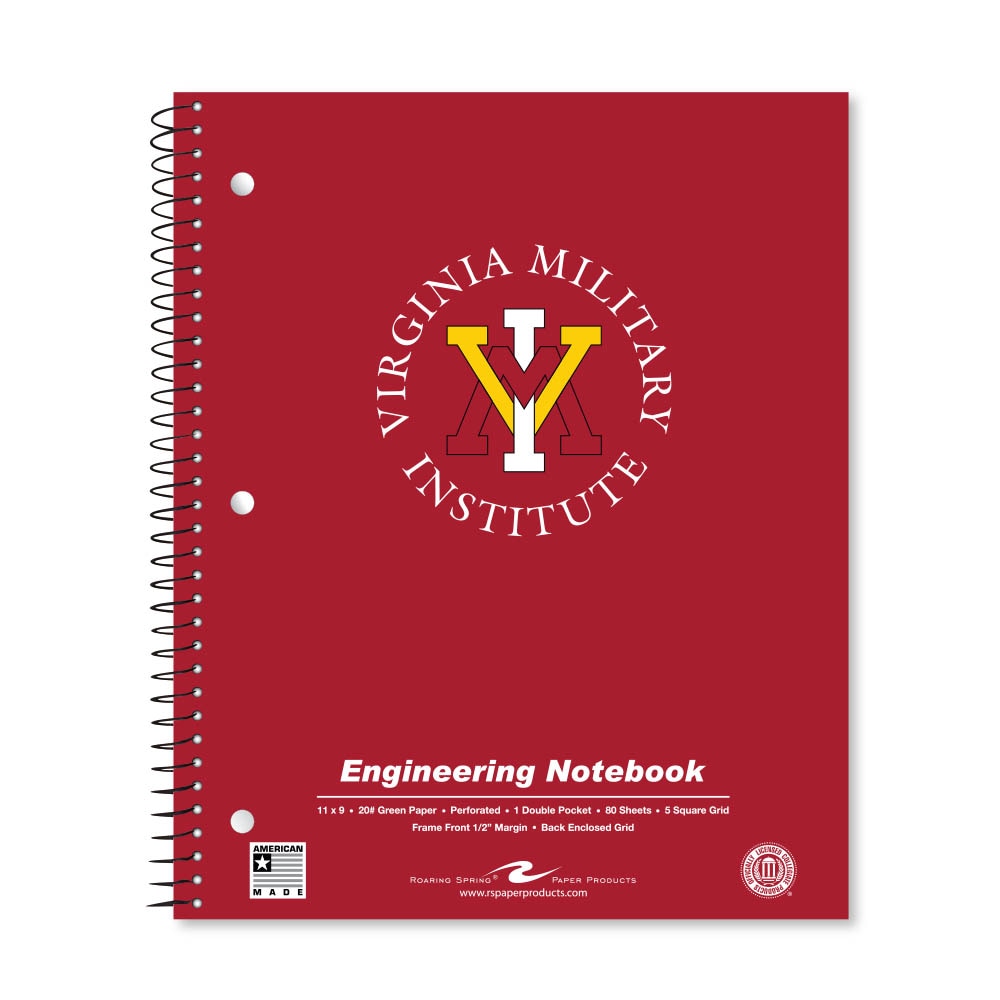 School Spirit Engineering Notebook, Green Tint 20# Paper with 1 Double Pocket