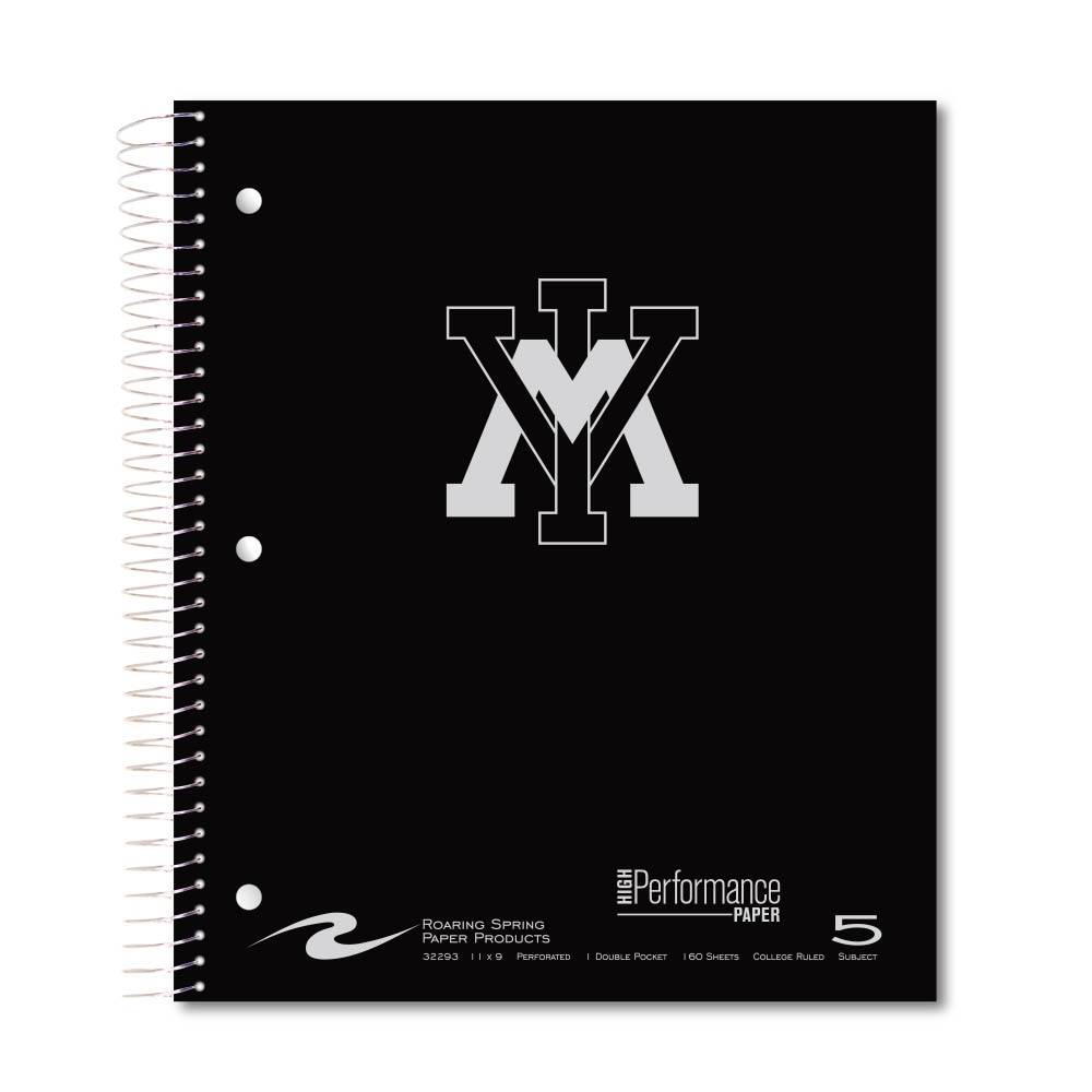 Roaring Premium 5 Subject Notebook, 8.5x11 College Ruled 20lb Paper, Pressboard Foil Cover