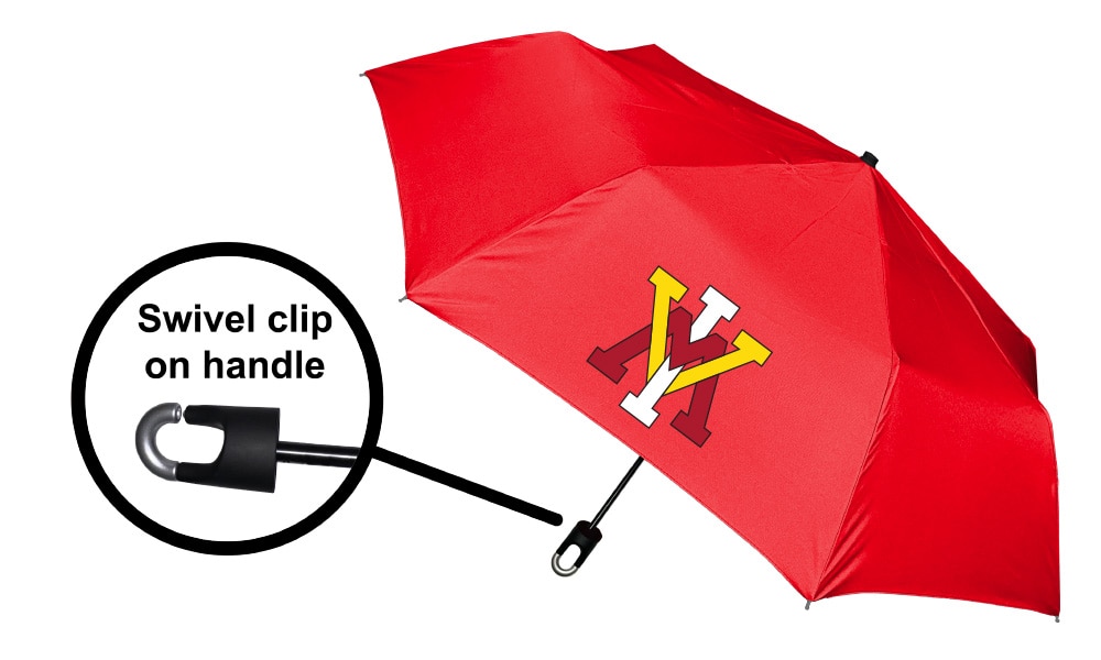 Storm Clip Mini Folding Emblematic Solid Umbrella 42" Coverage