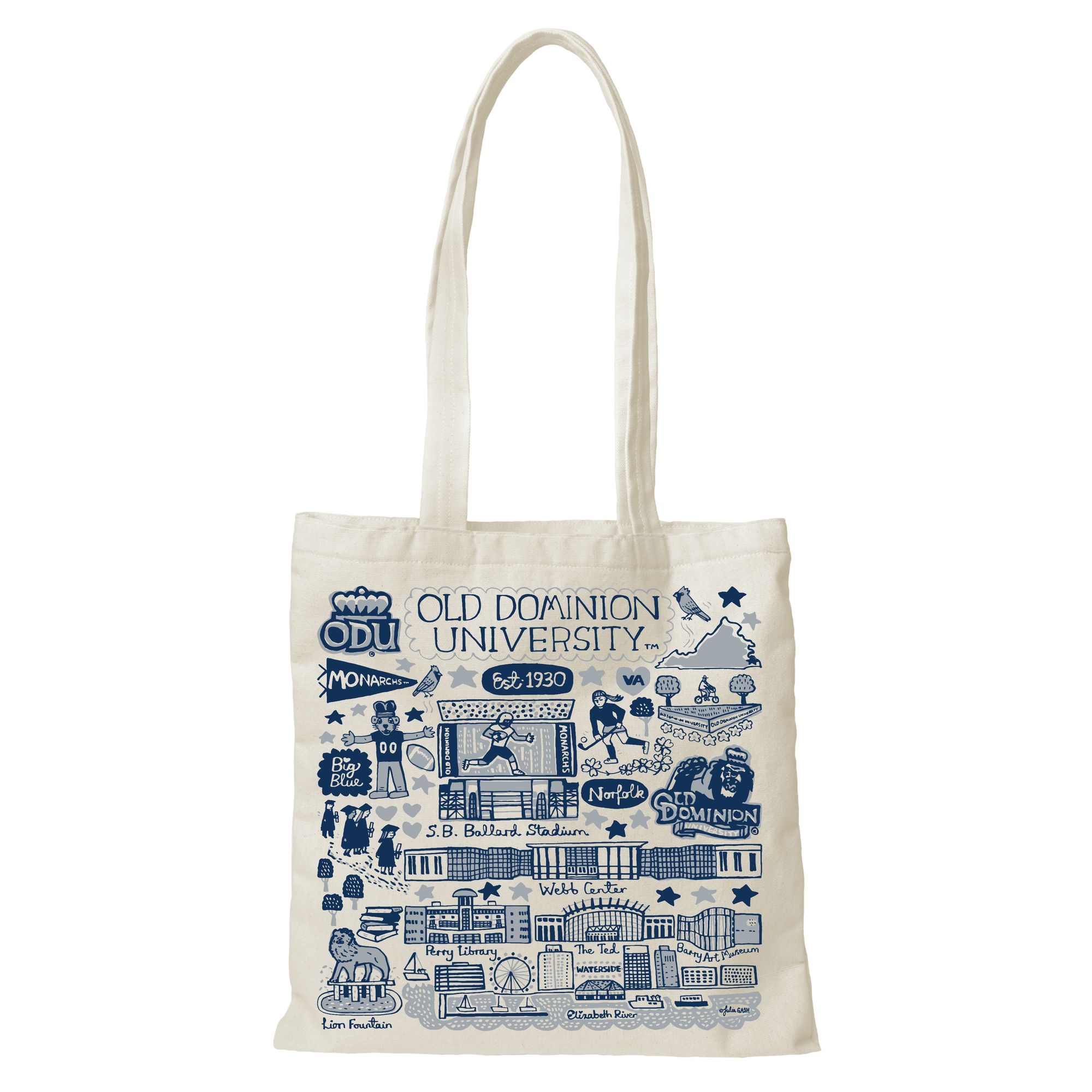 Old Dominion Monarchs Julia Gash Slim Canvas Tote