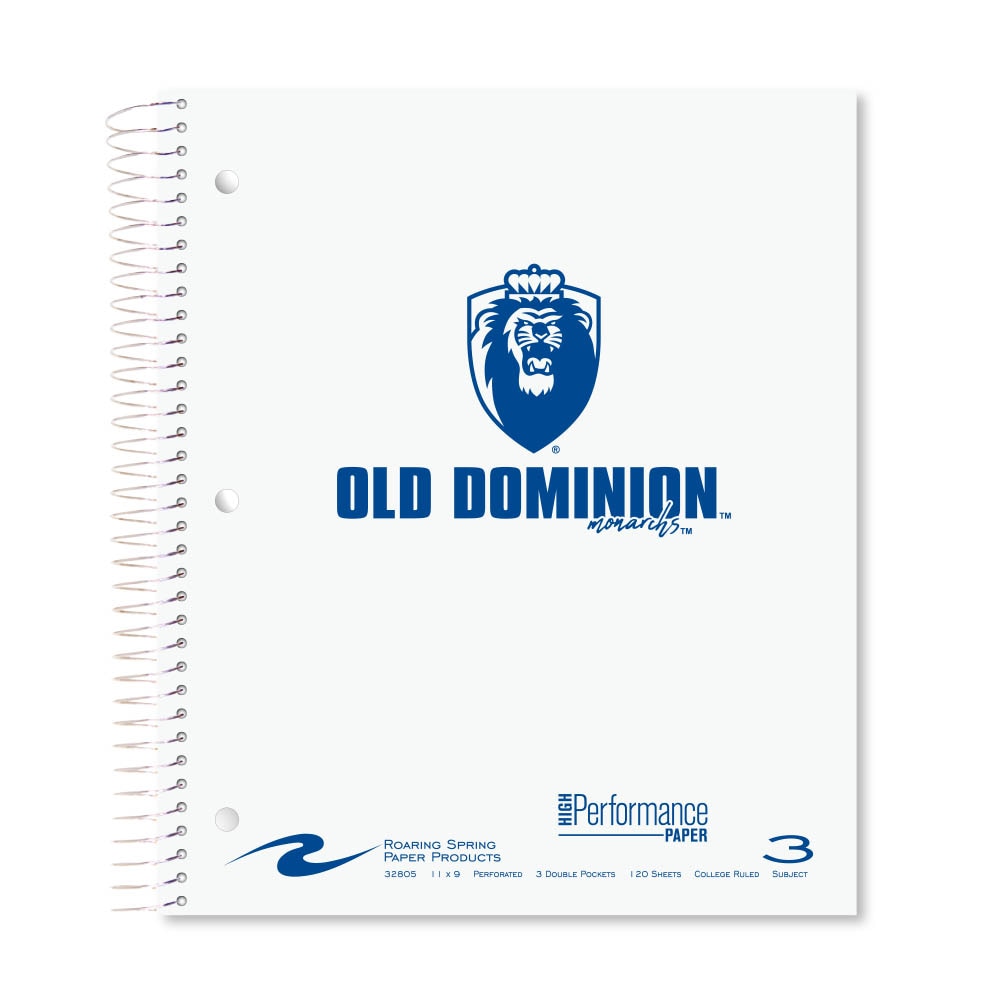 Roaring Premium 3 Subject Notebook, 8.5x11 College Ruled 20lb Paper, Pressboard Foil Cover