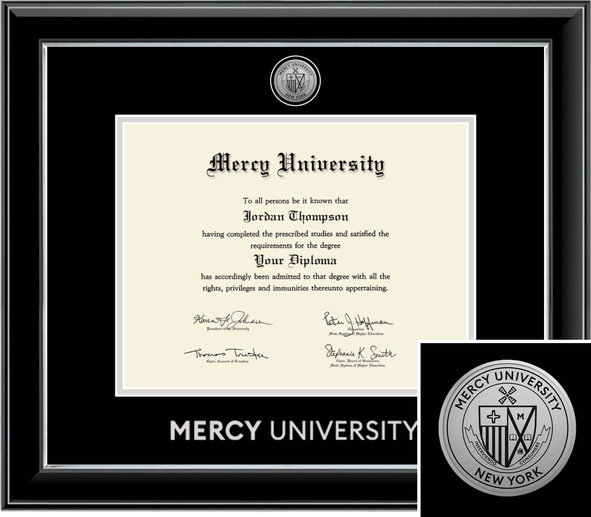 Church Hill Classics Engraved 8.5x11 Black Diploma Frame