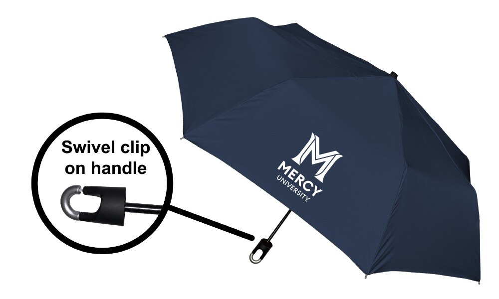 Storm Clip Mini Folding Emblematic Solid Umbrella 42" Coverage